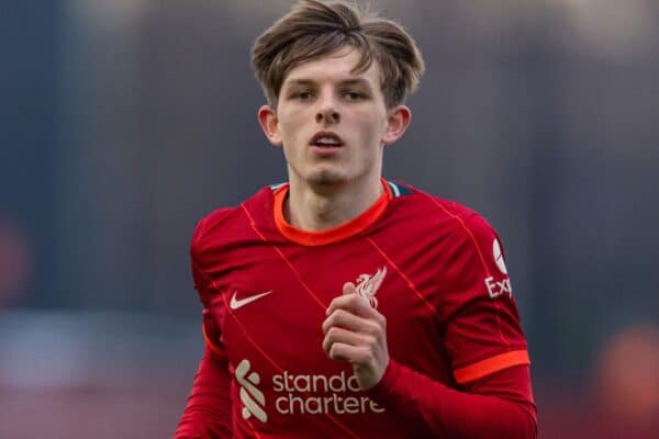 LIVERPOOL, ENGLAND - Saturday, January 15, 2022: Liverpool's Leighton Clarkson during the Premier League 2 Division 1 match between Liverpool FC Under-23's and Everton FC Under-23's, the Mini-Merseyside Derby, at the Liverpool Academy. (Pic by David Rawcliffe/Propaganda)