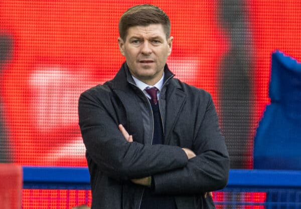 LIVERPOOL, ENGLAND - Saturday, January 22, 2022: Aston Villa's manager Steven Gerrard during the FA Premier League match between Everton FC and Aston Villa FC at Goodison Park. Aston Villa won 1-0. (Pic by David Rawcliffe/Propaganda)