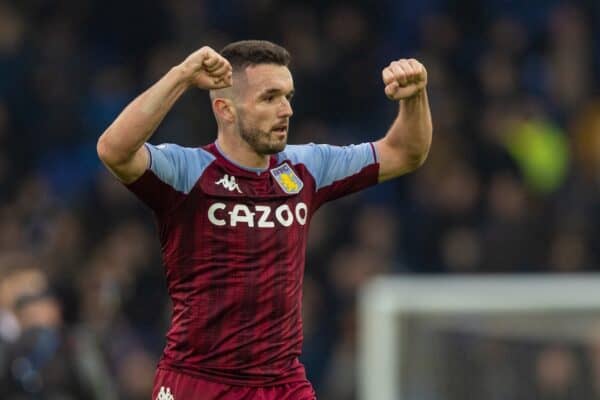 LIVERPOOL, ENGLAND - Saturday, January 22, 2022: Aston Villa's John McGinn celebrates after the FA Premier League match between Everton FC and Aston Villa FC at Goodison Park. Aston Villa won 1-0. (Pic by David Rawcliffe/Propaganda)