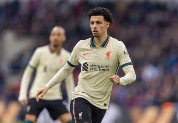 LONDON, ENGLAND - Sunday, January 23, 2022: Liverpool's Curtis Jones during the FA Premier League match between Crystal Palace FC and Liverpool FC at Selhurst Park. Liverpool won 3-1. (Pic by David Rawcliffe/Propaganda)