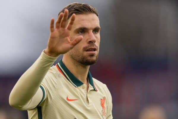 LONDON, ENGLAND - Sunday, January 23, 2022: Liverpool's captain Jordan Henderson during the FA Premier League match between Crystal Palace FC and Liverpool FC at Selhurst Park. Liverpool won 3-1. (Pic by David Rawcliffe/Propaganda)