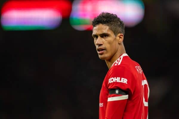 MANCHESTER, ENGLAND - Friday, February 4, 2022: Manchester United's Raphaël Varane during the FA Cup 4th Round match between Manchester United FC and Middlesbrough FC at Old Trafford. The game ended 1-1 after extra-time. Middlesbrough won 8-7 on penalties. (Pic by David Rawcliffe/Propaganda)