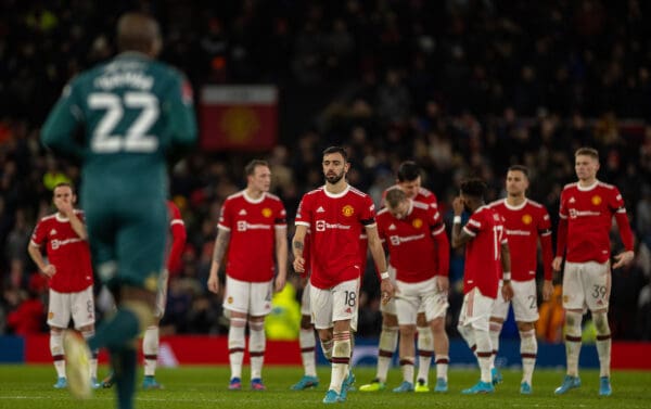 MANCHESTER, ENGLAND - Friday, February 4, 2022: Manchester United's Bruno Fernandes walks up to take his side's fifth penalty of the shoot-out during the FA Cup 4th Round match between Manchester United FC and Middlesbrough FC at Old Trafford. The game ended 1-1 after extra-time. Middlesbrough won 8-7 on penalties. (Pic by David Rawcliffe/Propaganda)