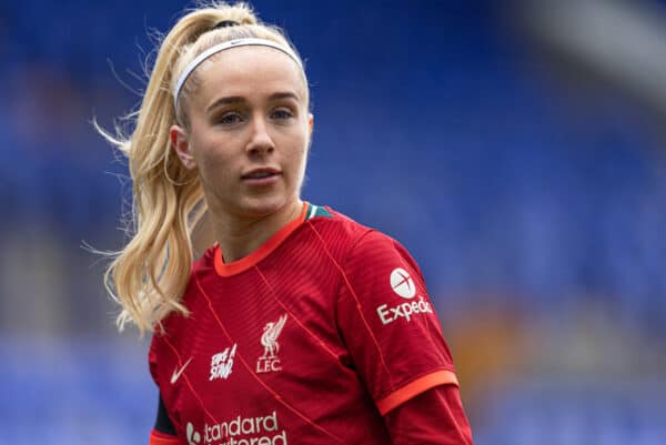 BIRKENHEAD, ENGLAND - Sunday, February 6, 2022: Liverpool's Missy Bo Kearns during the FA Women’s Championship Round 14 match between Liverpool FC Women and Coventry United FC Women at Prenton Park. Liverpool won 3-0. (Pic by Paul Currie/Propaganda)