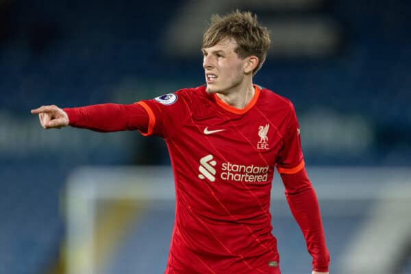 LEEDS, ENGLAND - Monday, February 7, 2022: Liverpool's Leighton Clarkson during the Premier League 2 Division 1 match between Leeds FC Under-23's and Liverpool FC Under-23's at Elland Road. Leeds United won 3-0. (Pic by David Rawcliffe/Propaganda)