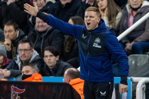 Newcastle upon Tyne, England - Dienstag, 8. Februar 2022: Newcastle United-Manager Eddie Howe während des Premier-League-Spiels zwischen Newcastle United und Everton im St. James' Park.  (Bild David Rawcliffe/Werbung)