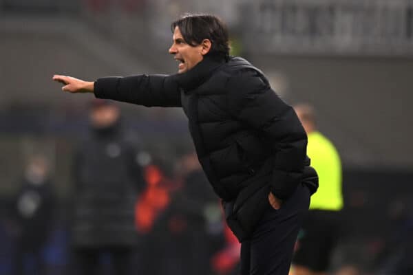 MILAN, ITALY - Tuesday, February 15, 2022: Liverpool's Inter Milan's head coach Simone Inzaghi during the UEFA Champions League Round of 16 1st Leg game between FC Internazionale Milano and Liverpool FC at the Stadio San Siro. (Handout photo by UEFA)