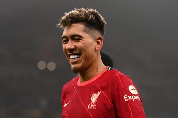 MILAN, ITALY - Tuesday, February 15, 2022: Liverpool's Roberto Firmino during the UEFA Champions League Round of 16 1st Leg game between FC Internazionale Milano and Liverpool FC at the Stadio San Siro. (Handout photo by UEFA)