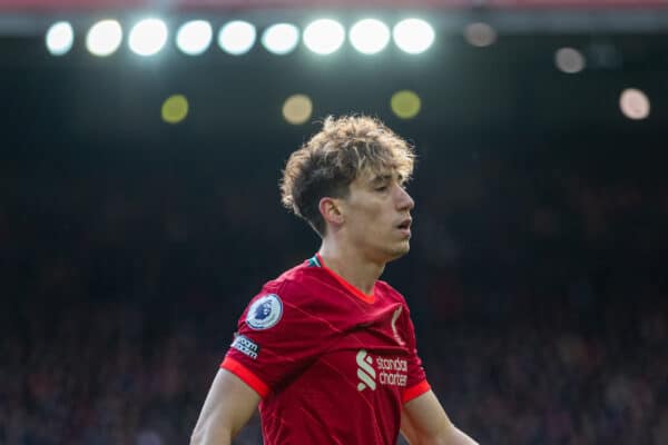 LIVERPOOL, ENGLAND - Saturday, February 19, 2022: Liverpool's Kostas Tsimikas during the FA Premier League match between Liverpool FC and Norwich City FC at Anfield. Liverpool won 3-1. (Pic by David Rawcliffe/Propaganda)