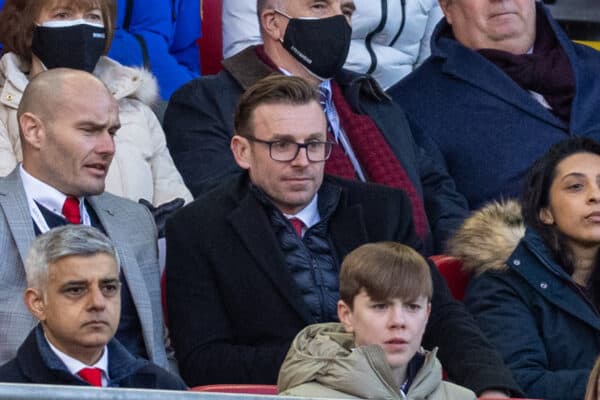 LIVERPOOL, ENGLAND - Saturday, February 19, 2022: Liverpool's Sporting Director Julian Ward during the FA Premier League match between Liverpool FC and Norwich City FC at Anfield. Liverpool won 3-1. (Pic by David Rawcliffe/Propaganda)