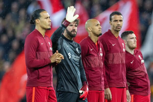 Matchday, lineup, Anfield: Van Dijk, Alisson, Fabinho, Matip, Robertson (Pic by David Rawcliffe/Propaganda)