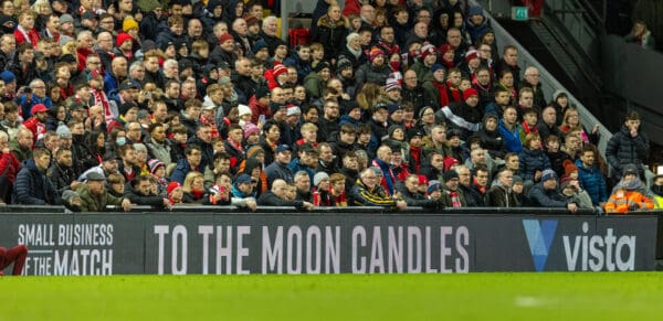 LIVERPOOL, ENGLAND - Wednesday, February 23, 2022: Vista branding during the FA Premier League match between Liverpool FC and Leeds United FC at Anfield. Liverpool won 6-0. (Pic by David Rawcliffe/Propaganda)
