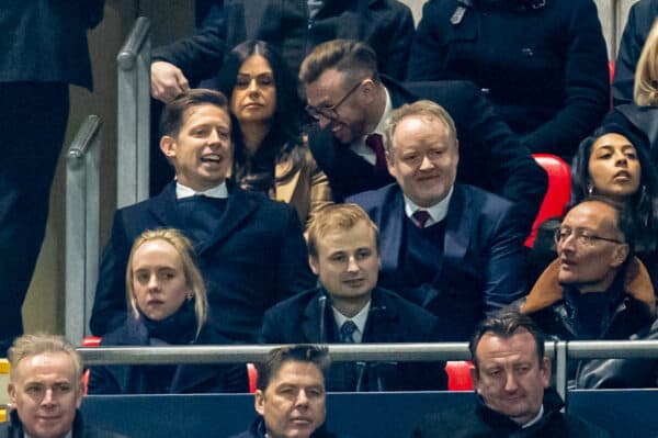 LONDON, ENGLAND - Sunday, February 27, 2022: Liverpool's Sporting Director Michael Edwards and assistant Julian Ward during the Football League Cup Final match between Chelsea FC and Liverpool FC at Wembley Stadium. Liverpool won 11-10 on penalties after a goal-less draw. (Pic by David Rawcliffe/Propaganda)