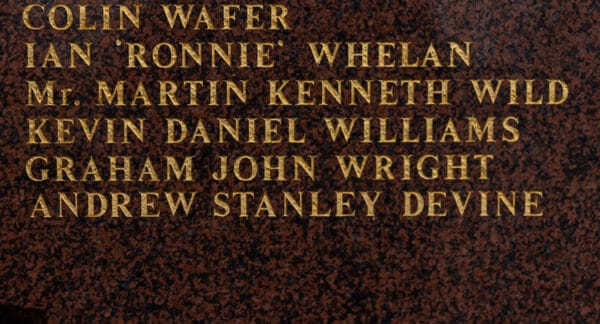 LIVERPOOL, ENGLAND - Monday, February 28, 2022: The name of Andrew Stanley Devine added to the eternal flame Hillsborough Memorial at Anfield. Andrew became the 97th victim of the Hillsborough Stadium Disaster when he died in July 2021. The memorial displays the names of the 97 victims of the Hillsborough Stadium Disaster. (Pic by David Rawcliffe/Propaganda)