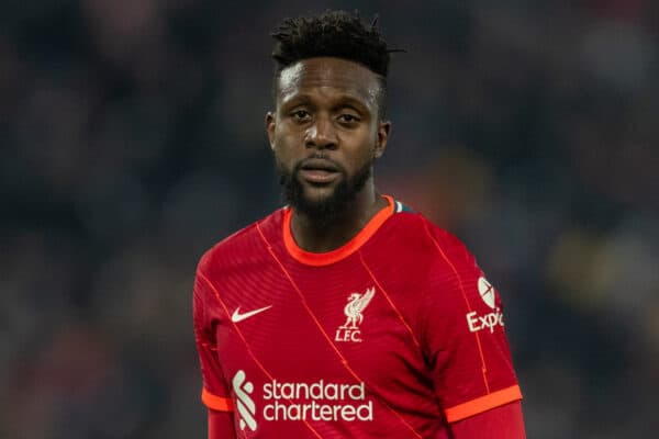 LIVERPOOL, ENGLAND - Wednesday, March 2, 2022: Liverpool's Divock Origi during the FA Cup 5th Round match between Liverpool FC and Norwich City FC at Anfield. Liverpool won 2-1. (Pic by David Rawcliffe/Propaganda)