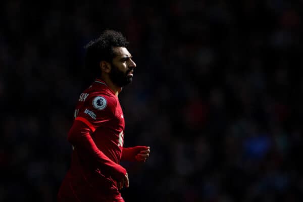 BRIGHTON AND HOVE, ENGLAND - Saturday, March 12, 2022: Liverpool's Mohamed Salah during the FA Premier League match between Brighton & Hove Albion FC and Liverpool FC at the American Express Community Stadium. Liverpool won 2-0. (Pic by David Rawcliffe/Propaganda)