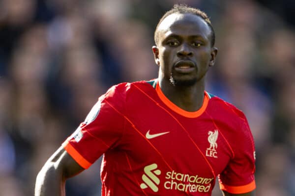 BRIGHTON AND HOVE, ENGLAND - Saturday, March 12, 2022: Liverpool's Sadio Mané during the FA Premier League match between Brighton & Hove Albion FC and Liverpool FC at the American Express Community Stadium. Liverpool won 2-0. (Pic by David Rawcliffe/Propaganda)