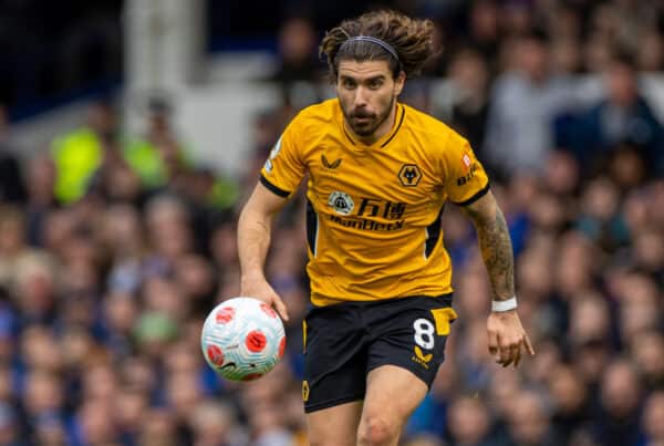 LIVERPOOL, ENGLAND - Sunday, March 13, 2022: Wolverhampton Wanderers' Rúben Neves during the FA Premier League match between Everton FC and Wolverhampton Wanderers FC at Goodison Park. Wolverhampton Wanderers won 1-0. (Pic by David Rawcliffe/Propaganda)