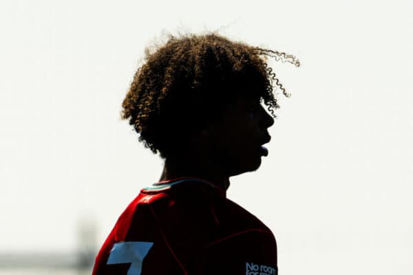 DERBY, ENGLAND - Saturday, March 19, 2022: Liverpool's Harvey Blair during the Under-18 Premier League match between Derby County FC Under-18's and Liverpool FC Under-18's at Moor Farm Training Centre. (Pic by David Rawcliffe/Propaganda)