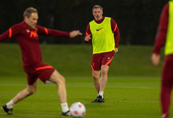 LIVERPOOL, ENGLAND - Friday, March 25, 2022: Jamie Carragher during an open training session at the AXA Training Centre ahead of the Legends game between Liverpool FC and FC Barcelona. (Pic by David Rawcliffe/Propaganda)