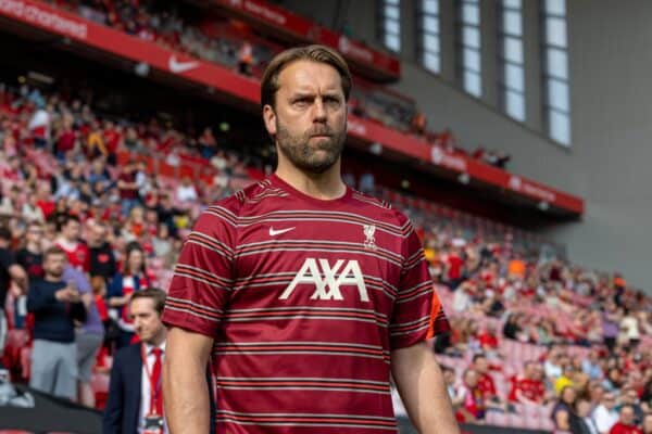 LIVERPOOL, ENGLAND - Saturday, March 26, 2022: Liverpool's goalkeeper Sander Westerveld during the pre-match warm-up before the LFC Foundation friendly match between Liverpool FC Legends and FC Barcelona Legends at Anfield. (Pic by David Rawcliffe/Propaganda)