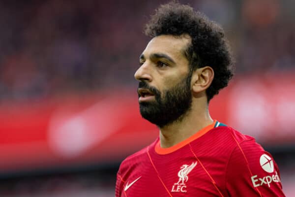 LIVERPOOL, ENGLAND - Saturday, April 2, 2022: Liverpool's Mohamed Salah during the FA Premier League match between Liverpool FC and Watford FC at Anfield. Liverpool won 2-0. (Pic by David Rawcliffe/Propaganda)