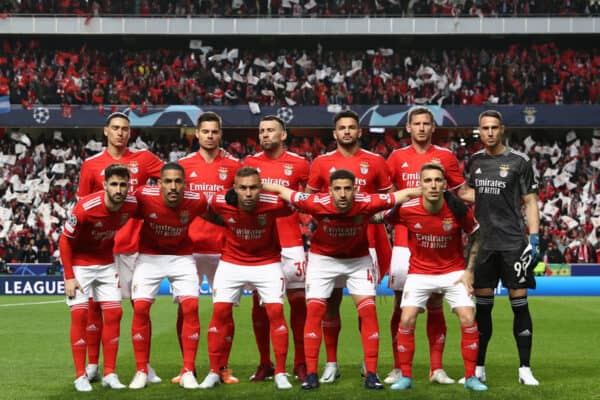 LISBON, PORTUGAL - APRIL 05: S.L. Benfica players pose for a team photo prior to the UEFA Champions League Quarter Final Leg One match between SL Benfica and Liverpool FC at Estadio da Luz on April 05, 2022 in Lisbon, Portugal. (Photo by Carlos Rodrigues - UEFA)