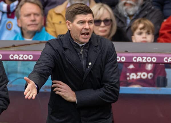 BIRMINGHAM, ENGLAND - Saturday, April 9, 2022: Aston Villa's manager Steven Gerrard during the FA Premier League match between Aston Villa FC and Tottenham Hotspur FC at Villa Park. Tottenham won 4-0. (Pic by David Rawcliffe/Propaganda)