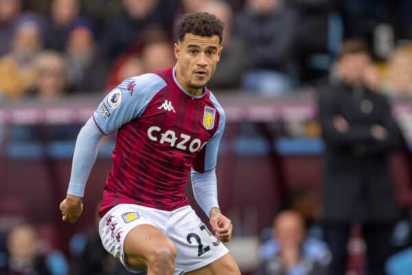 BIRMINGHAM, ENGLAND - Saturday, April 9, 2022: Aston Villa's Philippe Coutinho Correia during the FA Premier League match between Aston Villa FC and Tottenham Hotspur FC at Villa Park. Tottenham won 4-0. (Pic by David Rawcliffe/Propaganda)