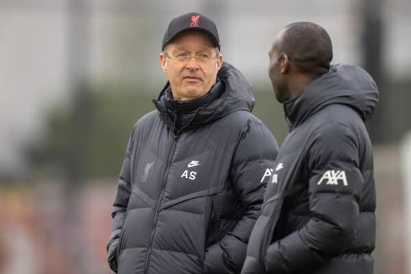 LIVERPOOL, ENGLAND - Tuesday, April 12, 2022: Liverpool's Dr Andreas Schlumberger during a training session at the AXA Training Centre ahead of the UEFA Champions League Quarter-Final 2nd Leg game between Liverpool FC and SL Benfica. (Pic by David Rawcliffe/Propaganda)