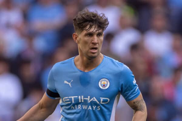 LONDON, ENGLAND - Saturday, April 16, 2022: Manchester City's John Stones during the FA Cup Semi-Final game between Manchester City FC and Liverpool FC at Wembley Stadium. Liverpool won 3-2. (Pic by David Rawcliffe/Propaganda)