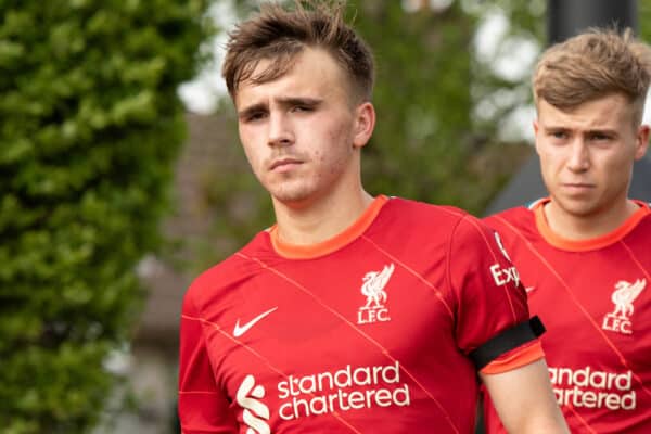 LIVERPOOL, ENGLAND - Sunday, April 17, 2022: Liverpool's James Norris during the Premier League 2 Division 1 match between Liverpool FC Under-23's and West Ham United FC Under-23's at the Liverpool Academy. (Pic by Jessica Hornby/Propaganda)