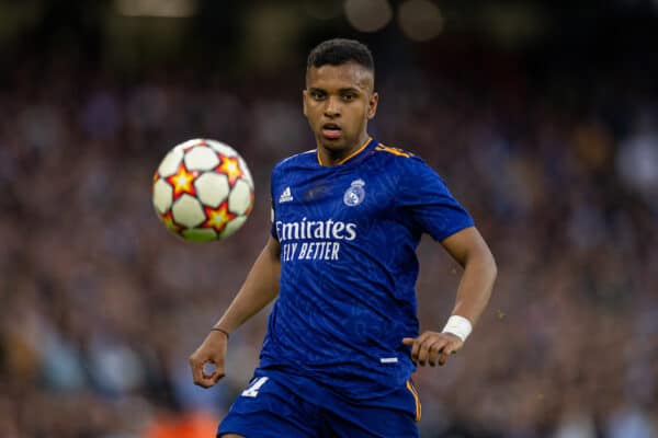 MANCHESTER, ENGLAND - Tuesday, April 26, 2022: Real Madrid's Rodrygo Silva de Goes during the UEFA Champions League Semi-Final 1st Leg game between Manchester City FC and Real Madrid CF at the City of Manchester Stadium. Manchester City won 4-3. (Pic by David Rawcliffe/Propaganda)