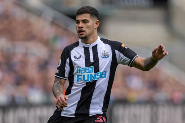 NEWCASTLE-UPON-TYNE, ENGLAND - Saturday, April 30, 2022: Newcastle United's Bruno Guimarães during the FA Premier League match between Newcastle United FC and Liverpool FC at St James' Park. Liverpool won 1-0. (Pic by David Rawcliffe/Propaganda)