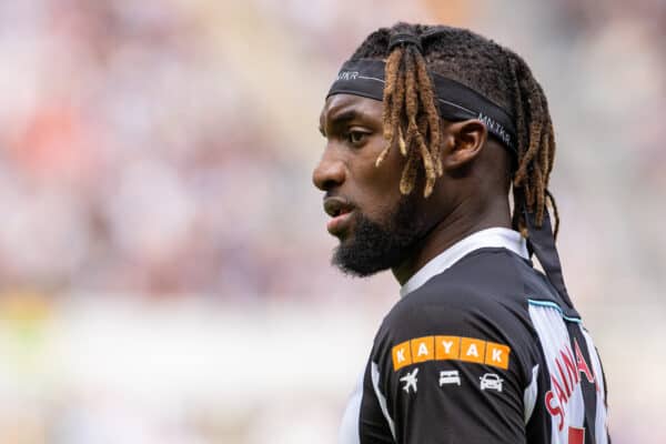 NEWCASTLE-UPON-TYNE, ENGLAND - Saturday, April 30, 2022: Newcastle United's Allan Saint-Maximin during the FA Premier League match between Newcastle United FC and Liverpool FC at St James' Park. Liverpool won 1-0. (Pic by David Rawcliffe/Propaganda)