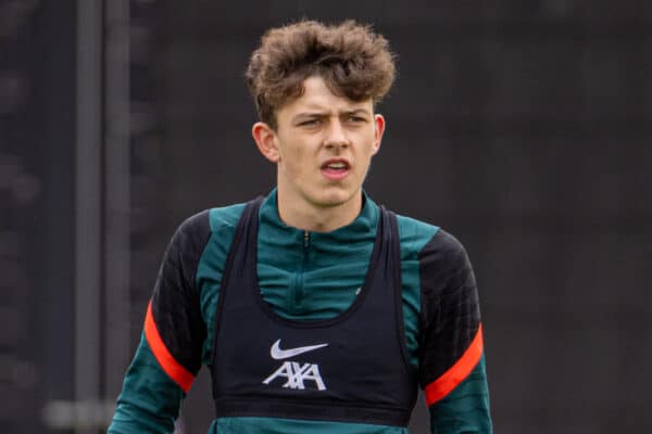 LIVERPOOL, ENGLAND - Wednesday, May 25, 2022: Liverpool's Owen Beck during a training session at the AXA Training Centre ahead of the UEFA Champions League Final game between Liverpool FC and Real Madrid CF. (Pic by David Rawcliffe/Propaganda)