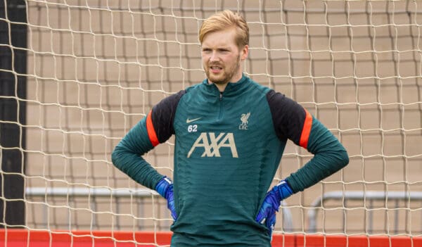 LIVERPOOL, ENGLAND - Wednesday, May 25, 2022: Liverpool's goalkeeper Caoimhin Kelleher during a training session at the AXA Training Centre ahead of the UEFA Champions League Final game between Liverpool FC and Real Madrid CF. (Pic by David Rawcliffe/Propaganda)