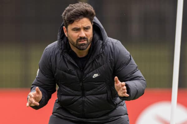 LIVERPOOL, ENGLAND - Wednesday, May 25, 2022: Liverpool's elite development coach Vitor Matos during a training session at the AXA Training Centre ahead of the UEFA Champions League Final game between Liverpool FC and Real Madrid CF. (Pic by David Rawcliffe/Propaganda)