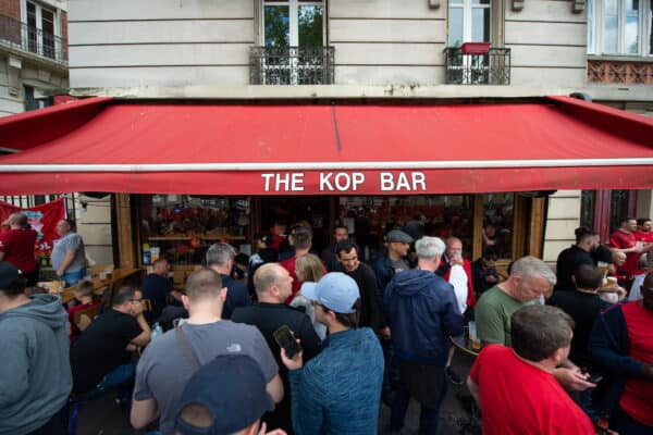 PARIS, FRANCE - Friday, May 27, 2022: Liverpool supporters at The Kop Bar in Paris ahead of the UEFA Champions League Final game between Liverpool FC and Real Madrid CF. (Photo by Propaganda)