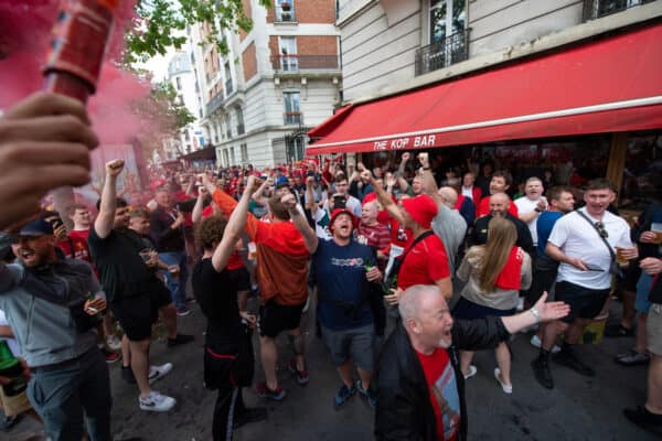 PARIS, FRANCE - Friday, May 27, 2022: Liverpool supporters at The Kop Bar in Paris ahead of the UEFA Champions League Final game between Liverpool FC and Real Madrid CF. (Photo by Propaganda)