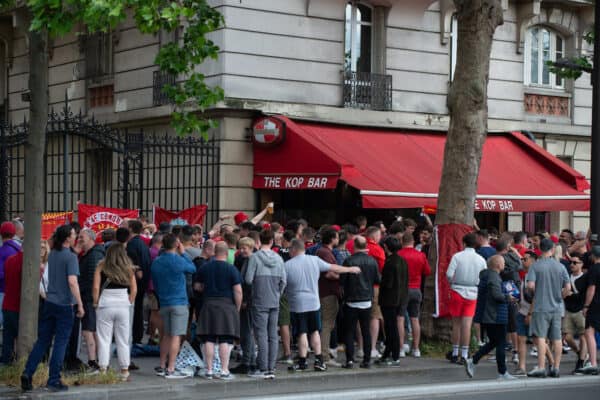 PARIS, FRANCE - Friday, May 27, 2022: Liverpool supporters at The Kop Bar in Paris ahead of the UEFA Champions League Final game between Liverpool FC and Real Madrid CF. (Photo by Propaganda)