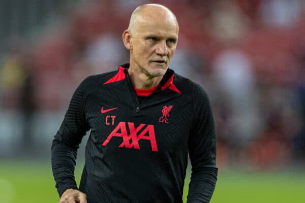 SINGAPORE - Friday, July 15, 2022: Liverpool's goalkeeping coach Claudio Taffarel during the pre-match warm-up before the Standard Chartered Singapore Trophy pre-season friendly match between Liverpool FC and Crystal Palace FC at the Singapore National Stadium. Liverpool won 2-0. (Pic by David Rawcliffe/Propaganda)