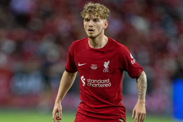 SINGAPORE - Friday, July 15, 2022: Liverpool's Harvey Elliott during the Standard Chartered Singapore Trophy pre-season friendly match between Liverpool FC and Crystal Palace FC at the Singapore National Stadium. Liverpool won 2-0. (Pic by David Rawcliffe/Propaganda)