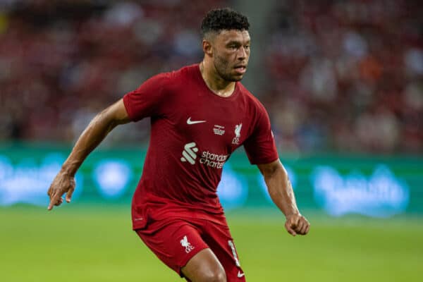 SINGAPORE - Friday, July 15, 2022: Liverpool's Alex Oxlade-Chamberlain during the Standard Chartered Singapore Trophy pre-season friendly match between Liverpool FC and Crystal Palace FC at the Singapore National Stadium. Liverpool won 2-0. (Pic by David Rawcliffe/Propaganda)