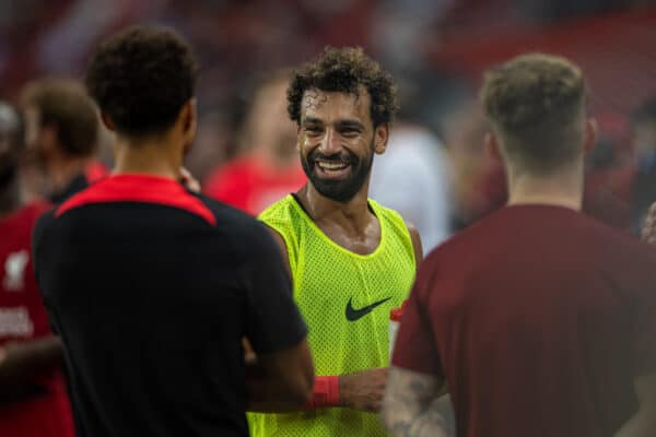 SINGAPORE - Friday, July 15, 2022: Liverpool's Mohamed Salah during the Standard Chartered Singapore Trophy pre-season friendly match between Liverpool FC and Crystal Palace FC at the Singapore National Stadium. Liverpool won 2-0. (Pic by David Rawcliffe/Propaganda)