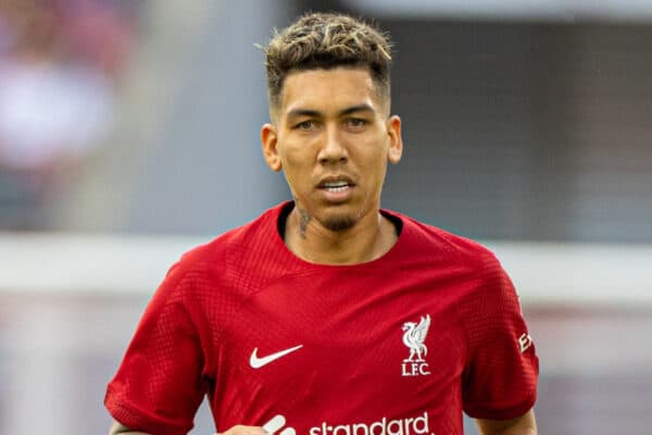 LEIPZIG, GERMANY - Thursday, July 21, 2022: Liverpool's Roberto Firmino during a pre-season friendly match between RB Leipzig and Liverpool FC at the Red Bull Arena. Liverpool won 5-0. (Pic by David Rawcliffe/Propaganda)