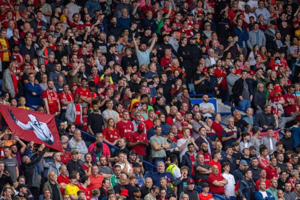 LEICESTER, ENGLAND - Saturday, July 30, 2022: Liverpool supporters during the national anthem before the FA Community Shield friendly match between Liverpool FC and Manchester City FC at the King Power Stadium. Liverpool won 3-1. (Pic by David Rawcliffe/Propaganda)