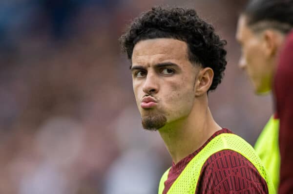 LEICESTER, ENGLAND - Saturday, July 30, 2022: Liverpool's substitute Curtis Jones during the FA Community Shield friendly match between Liverpool FC and Manchester City FC at the King Power Stadium. Liverpool won 3-1. (Pic by David Rawcliffe/Propaganda)