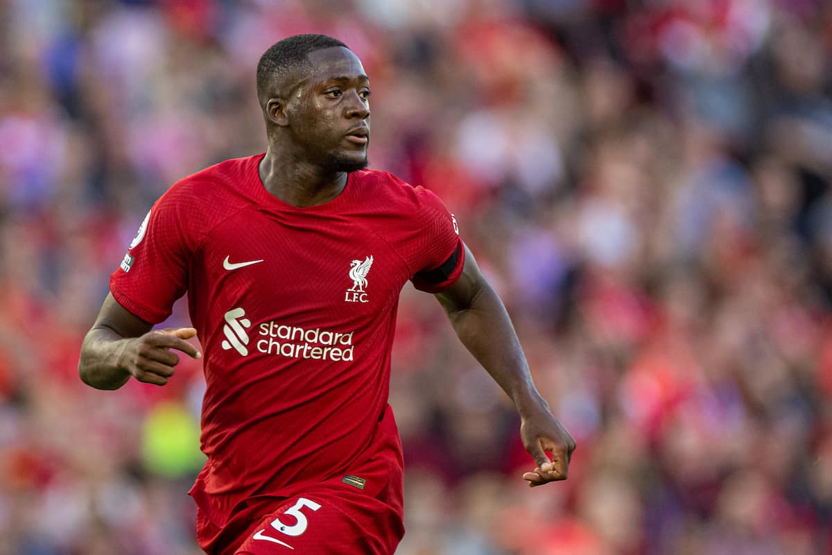 LIVERPOOL, ENGLAND - Sunday, July 31, 2022: Liverpool's Ibrahima Konaté during a pre-season friendly match between Liverpool FC and RC Strasbourg Alsace at Anfield. Strasbourg won 3-0. (Pic by David Rawcliffe/Propaganda)