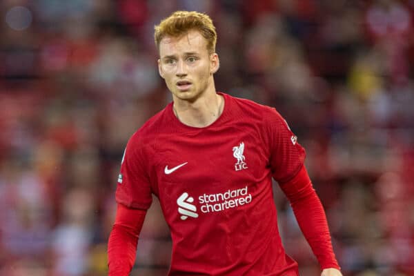 LIVERPOOL, ENGLAND - Sunday, July 31, 2022: Liverpool's Sepp van den Berg during a pre-season friendly match between Liverpool FC and RC Strasbourg Alsace at Anfield. Strasbourg won 3-0. (Pic by David Rawcliffe/Propaganda)